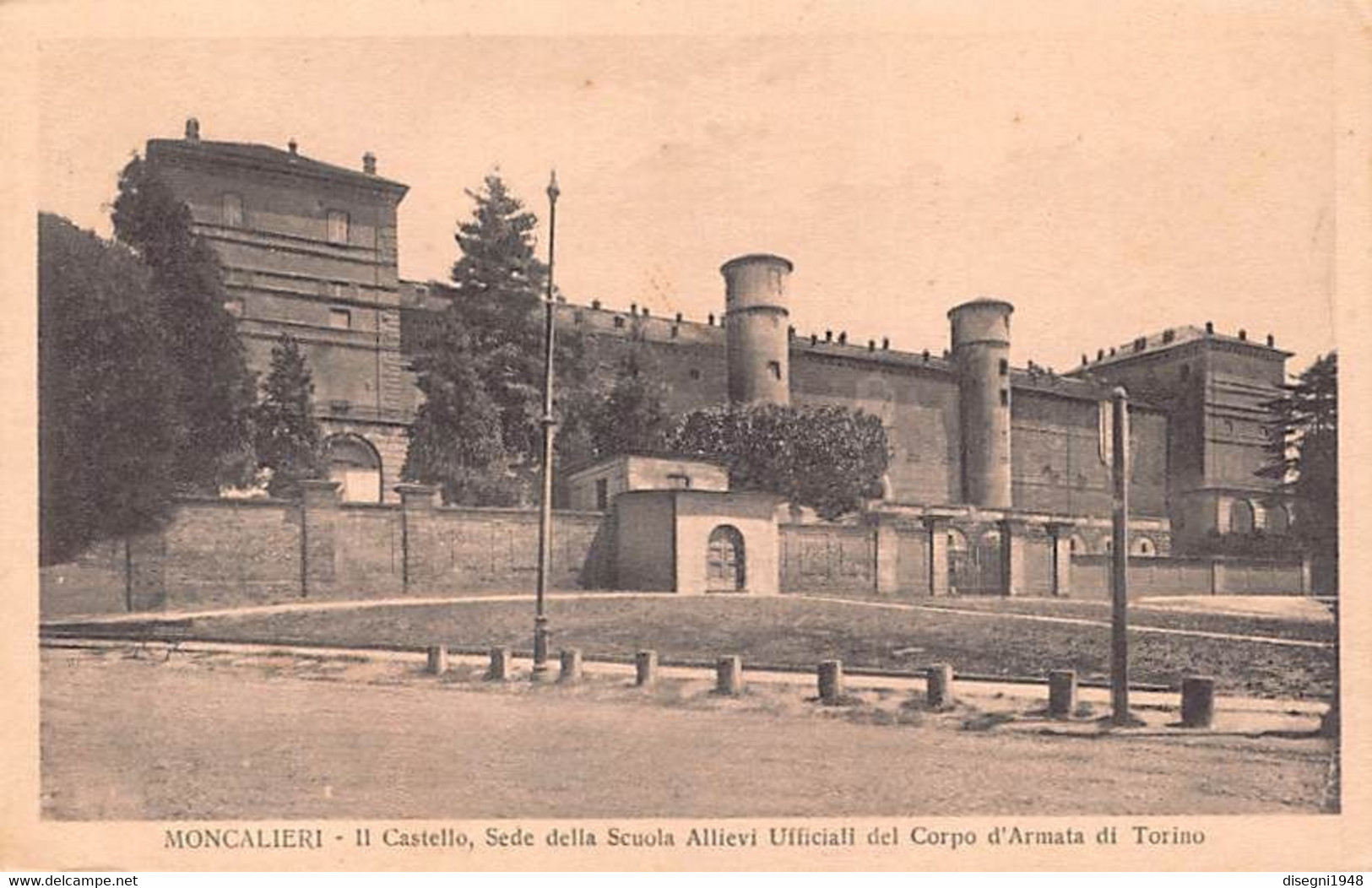 011704 "MONCALIERI IL CASTELLO, SEDE DELLA SCUOLA ALLIEVI UFFICIALI DEL CORPO D'ARMATA DI TORINO" CART. ORIG. NON SPED. - Moncalieri