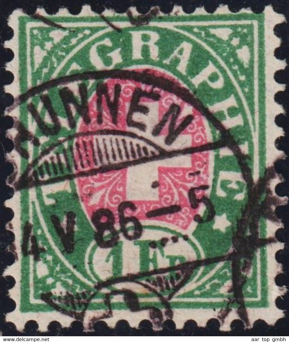 Heimat SZ Brunnen 1886-05-14 Poststempel Auf Telegraphen-Marke 1 Fr. Zu#17 - Telegraph