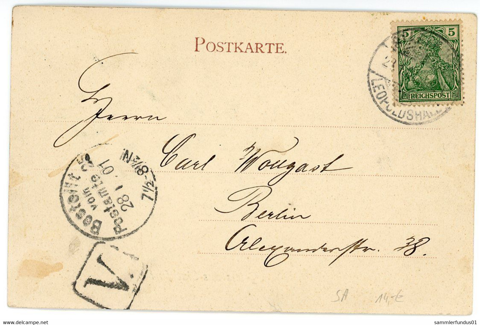 AK/CP Stassfurt  Schulzenplatz       Gel./circ.   1901     Erhaltung/Cond. 2  ,   Nr. 01511 - Stassfurt