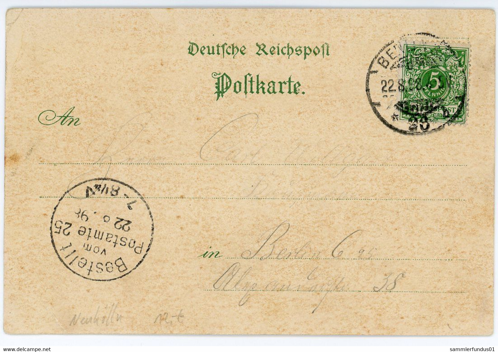 AK/CP Litho Berlin  Gruss Aus Der Unionsbrauerei Hasenheide   Brauerei    Gel./circ. 1898  Erhaltung/Cond. 2-  Nr. 01512 - Neukölln