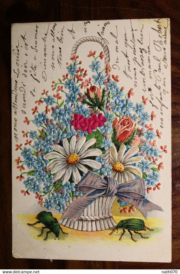 AK CPA 1906 Tiere Litho Pfingsten Blume Pflanzen Gänseblümchen Fleurs Printemps - Flowers