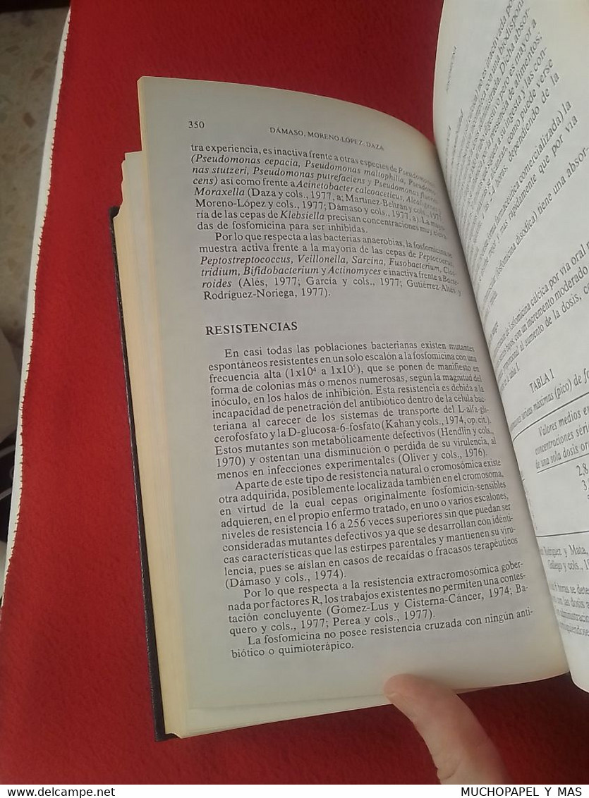 SPAIN LIBRO ANTIBIÓTICOS Y QUIMIOTERÁPICOS ANTIBACTERIANOS USO CLÍNICO 1984 DÁMASO, MORENO-LÓPEZ Y DAZA...VER FOTOS..... - Sciences Manuelles