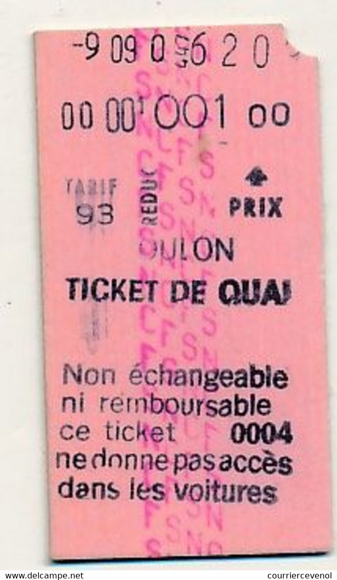 SNCF - Ticket De Quai - Toulon - Europe