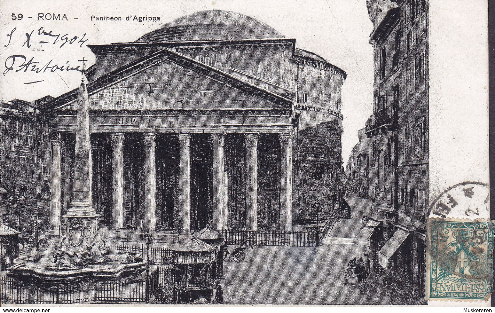 Italy PPC Roma - 59 - Pantheon D'Agrippa ROMA 1904 VOSGES France Simple Backside (2 Scans) - Pantheon