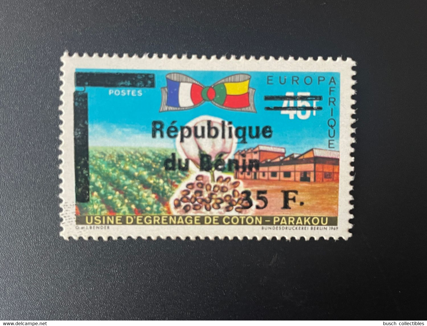 Benin 1997 - 2000 Mi. 1077 Surchargé Overprint Usine D'egrenage De Coton Parakou Europafrique France - Bénin – Dahomey (1960-...)