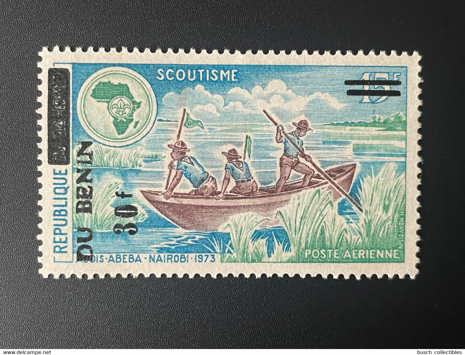 Benin 1993 Mi. 543 Surchargé Overprint Addis-Abeba Nairobi 1973 Scoutisme Scouts Pfadfinder Jamboree Boat Boat Bateau - Benin – Dahomey (1960-...)