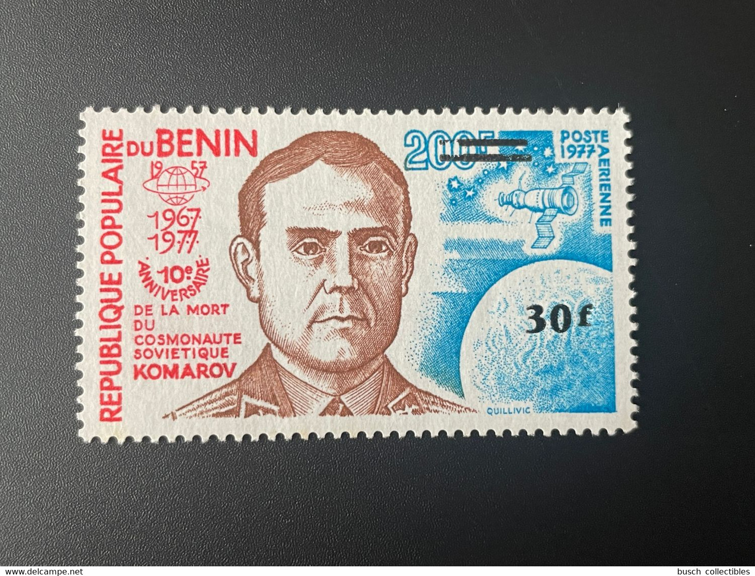 Benin 1983 Mi. 343 Surchargé Overprint 10e Anniversaire Mort Cosmonaute Komarov URSS USSR Space Espace Raumfahrt - Benin – Dahomey (1960-...)