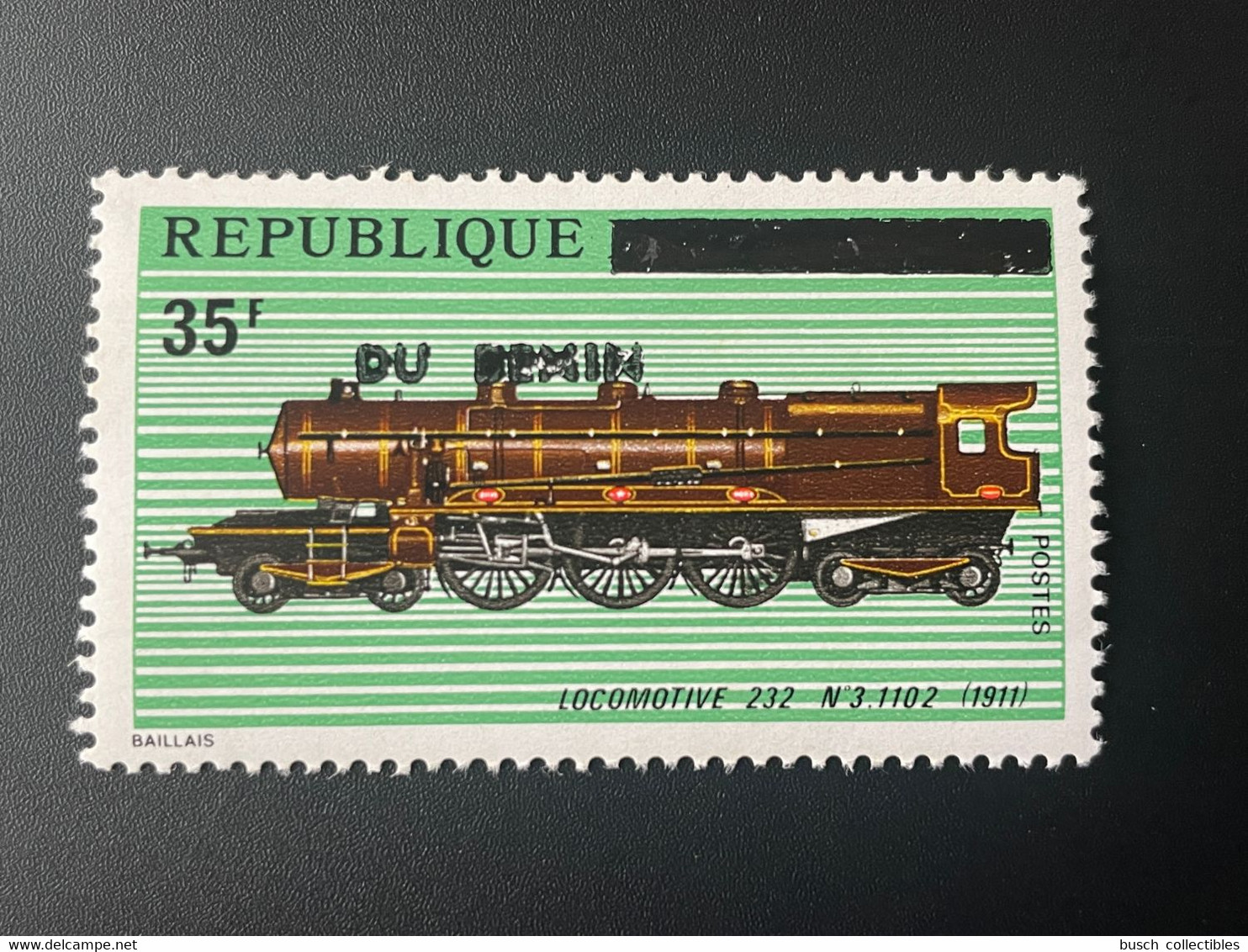 Benin 1992 Mi. 524 Surchargé Overprint Locomotive 232 N°3.1102 1911 Lokomotive Train Railways Eisenbahn Zug - Benin – Dahomey (1960-...)
