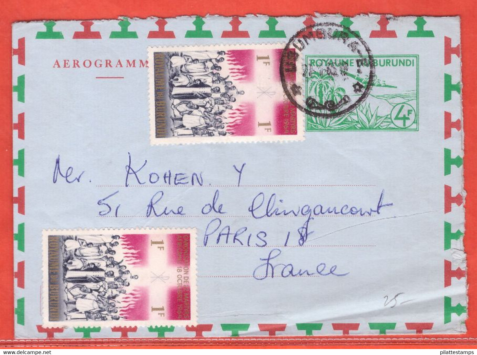 BURUNDI AEROGRAMME DE 1965 DE BUJUMBURA - Briefe U. Dokumente