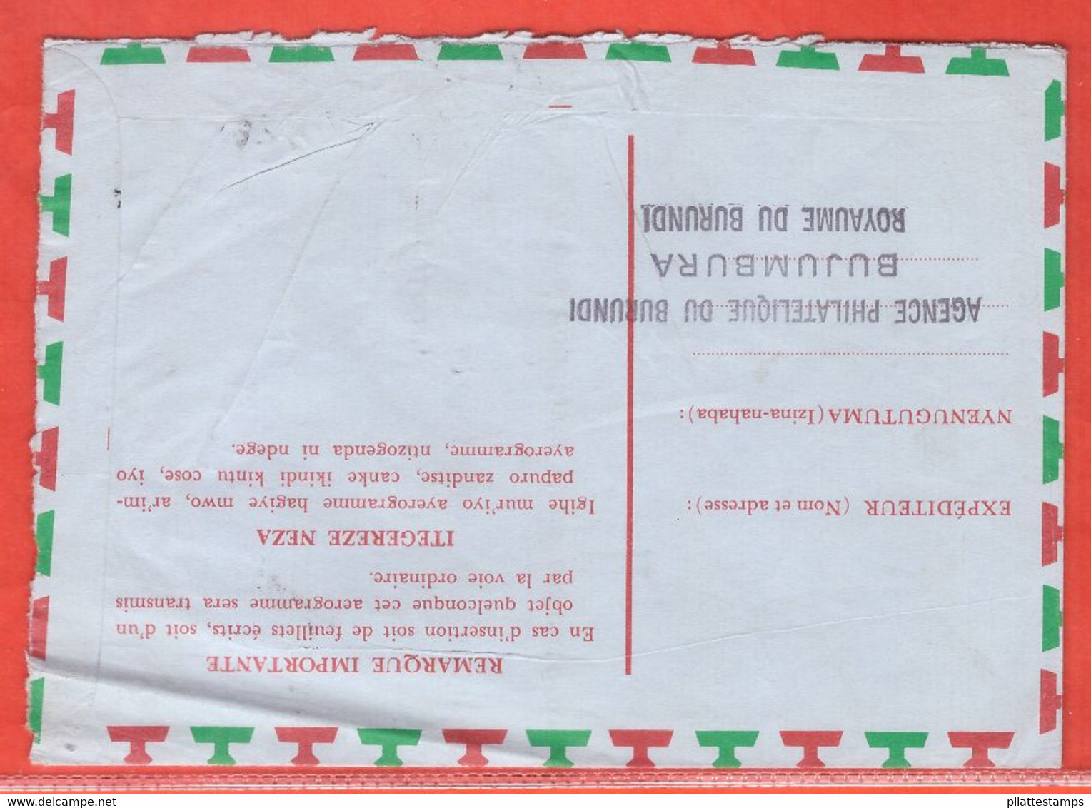 BURUNDI AEROGRAMME DE 1965 DE BUJUMBURA - Lettres & Documents