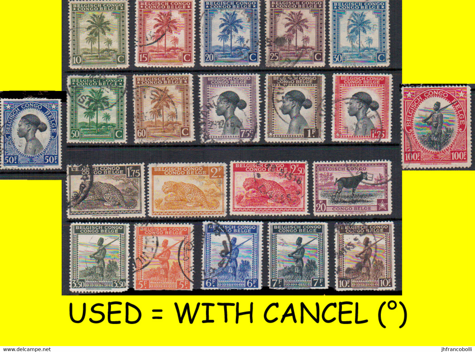 1942 (°) BELGIAN CONGO / CONGO BELGE = COB 228/245 DUTCH PALM SET ( X 19 Stamps) + TOP VALUES ( X 2 Stamps ) - Usados