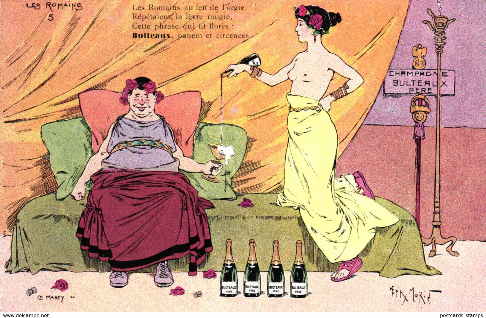 Henry Morin, Werbe-AK "Champagner Buleaux", Um 1900/05 - Morin, Henri