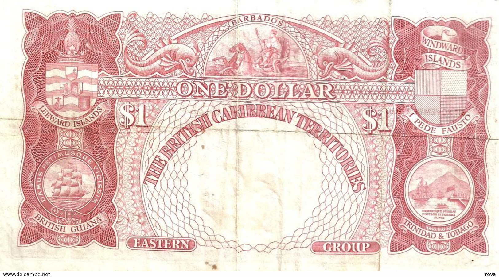 EAST CARIBBEAN TERRITORIES $1 RED  KGVI FRONT SHIP MOTIF BACK DATED 28-11-1950 VF SIGN1 P1a READ DESCRIPTION!! - Sonstige – Amerika