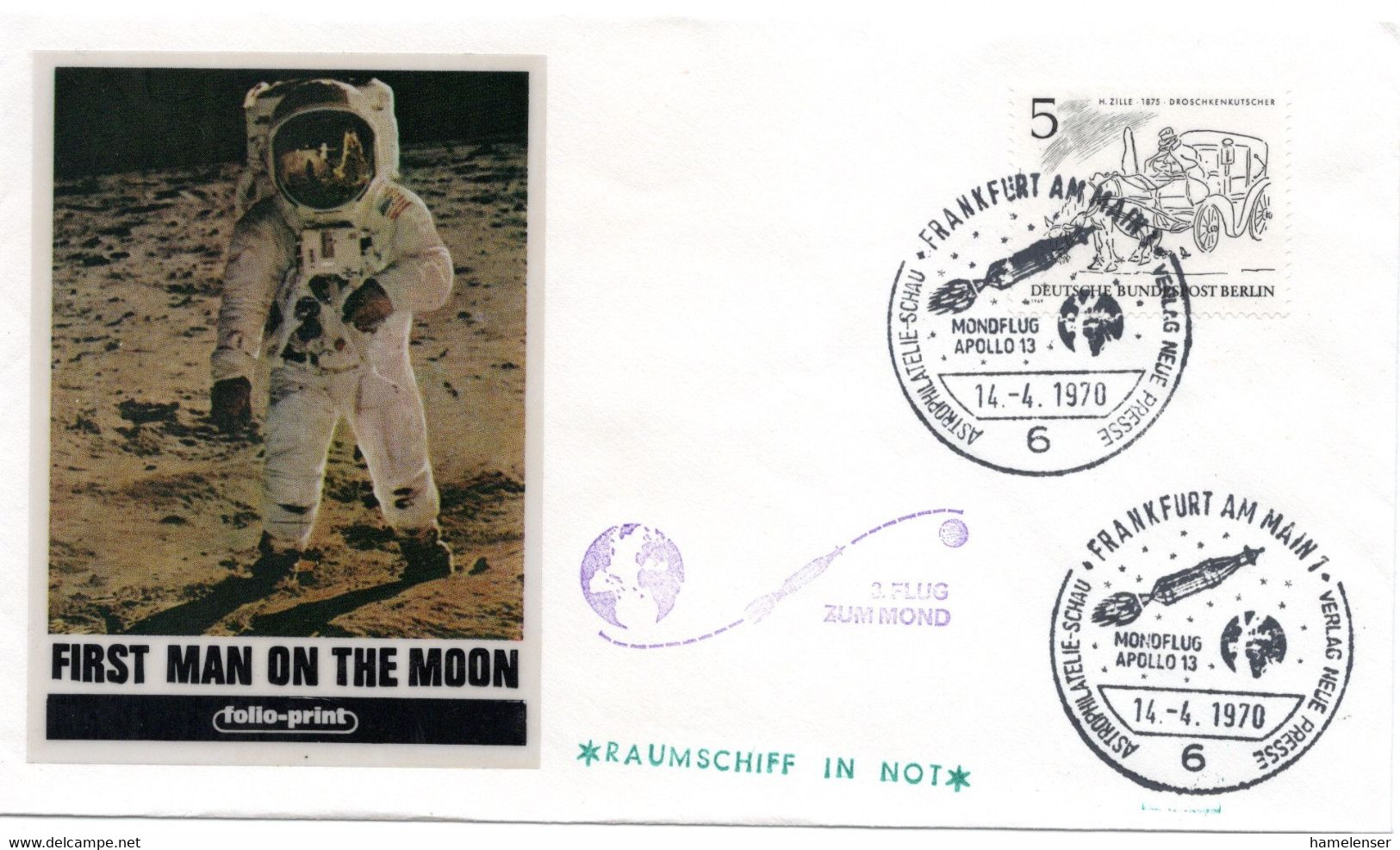 54879 - Berlin - 1970 - 5Pfg Zille EF A SoUmschl FRANKFURT - MONDFLUG APOLLO 13 ... - Nordamerika