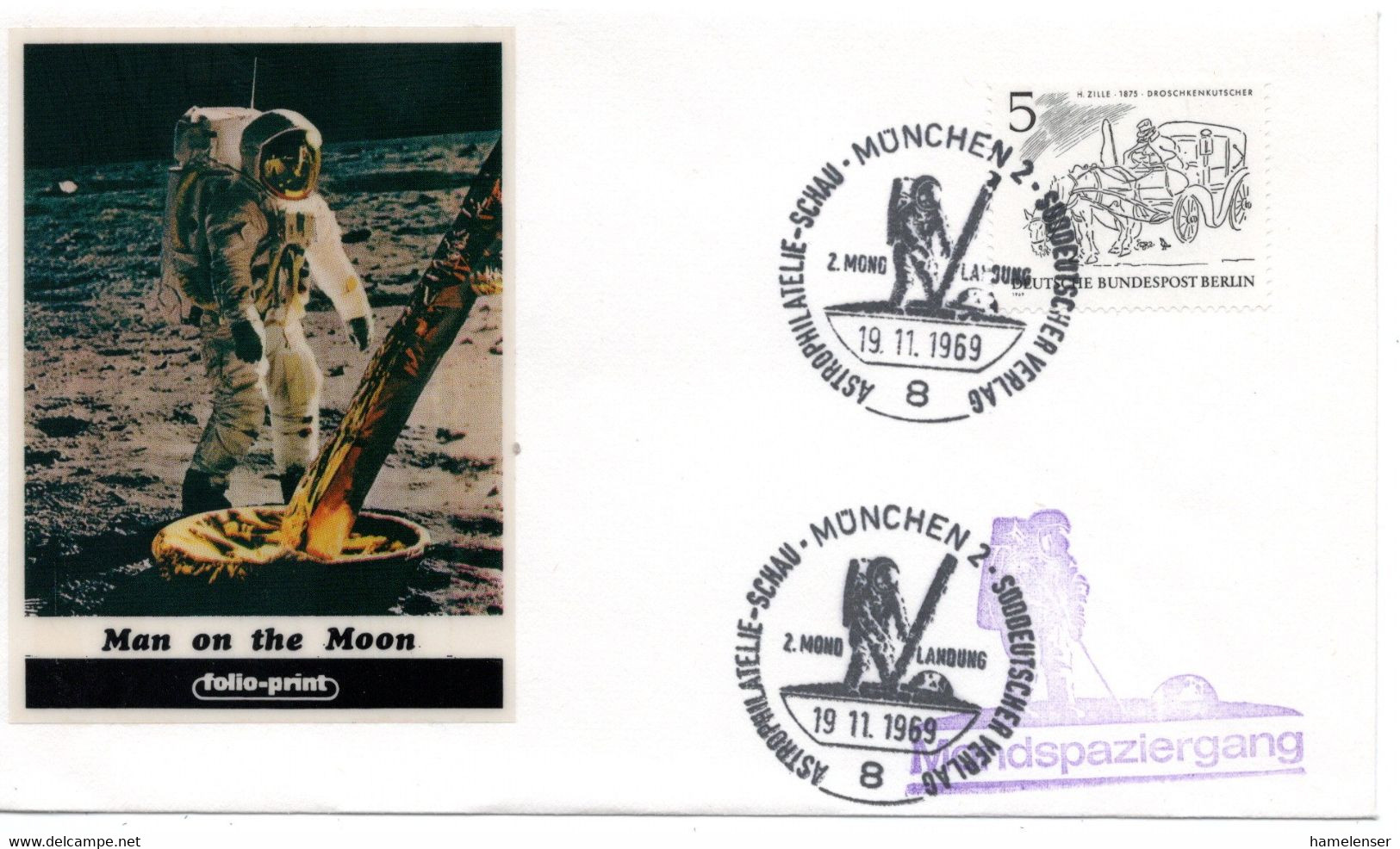 54880 - Berlin - 1969 - 5Pfg Zille EF A SoUmschl MUENCHEN - 2. MONDLANDUNG ... - Nordamerika