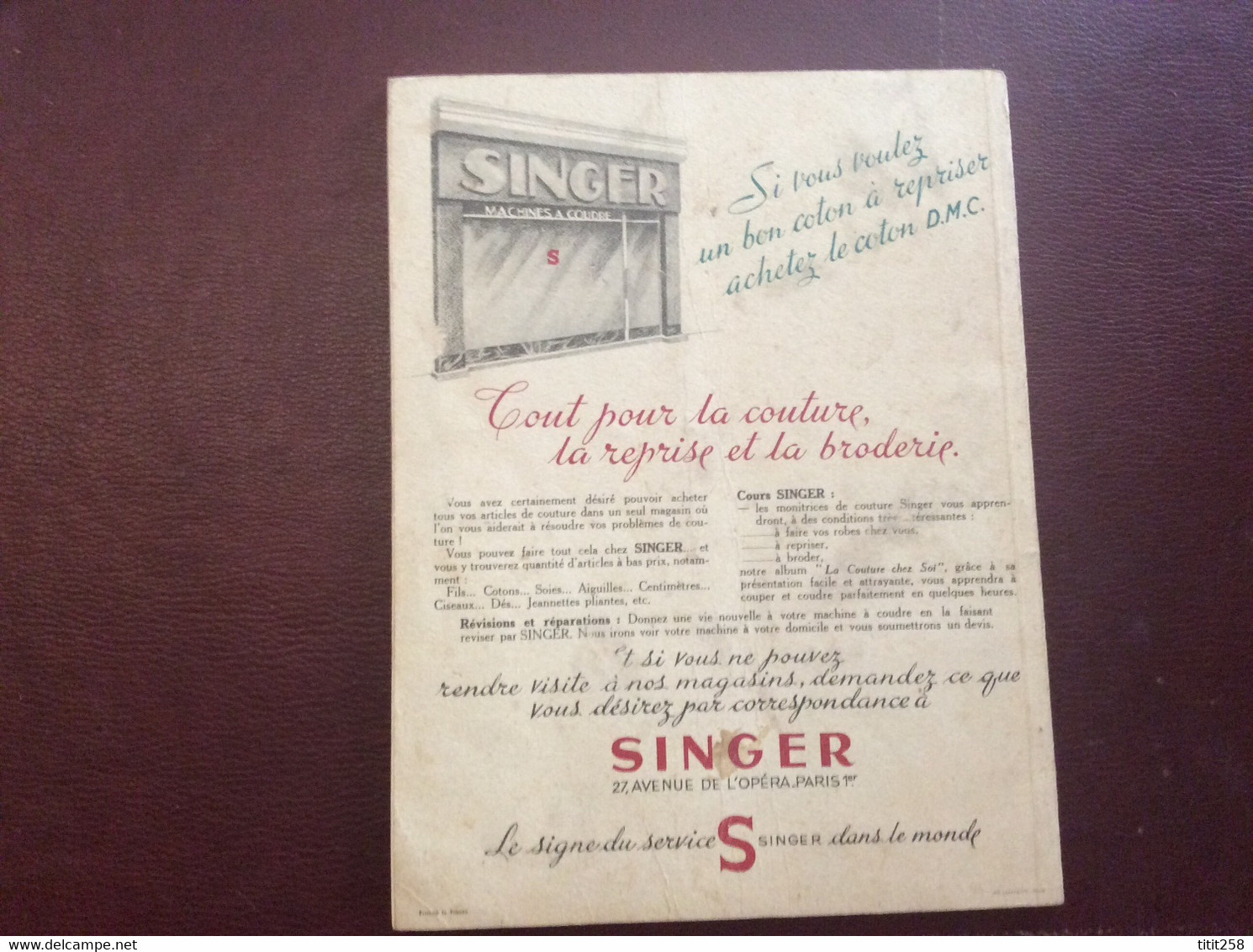 Reprise / Broderie Singer . Années 50 - Point De Croix