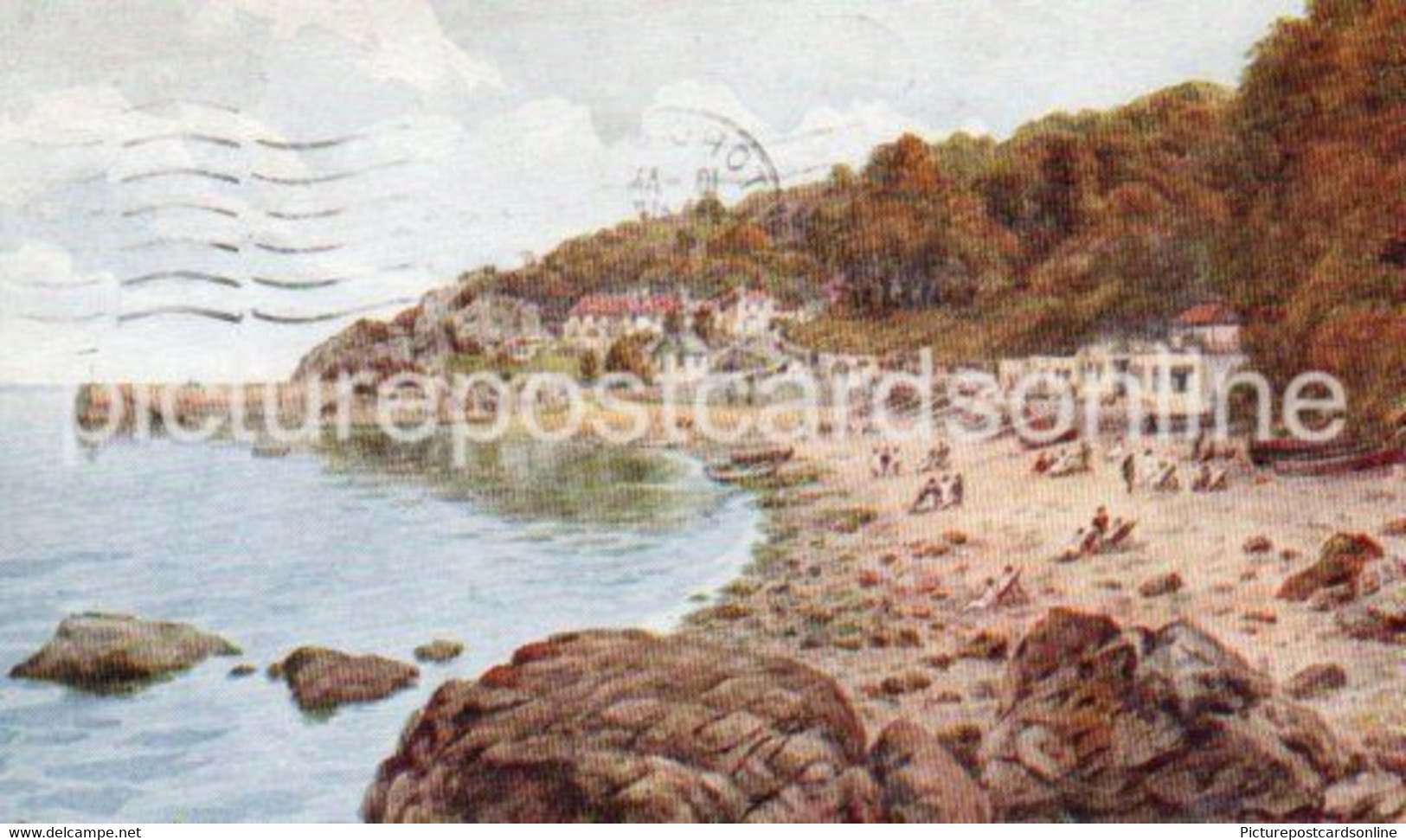 BABBACOMBE BEACH OLD COLOUR ART POSTCARD A.R. QUINTON ARQ SALMON 3845 - Quinton, AR