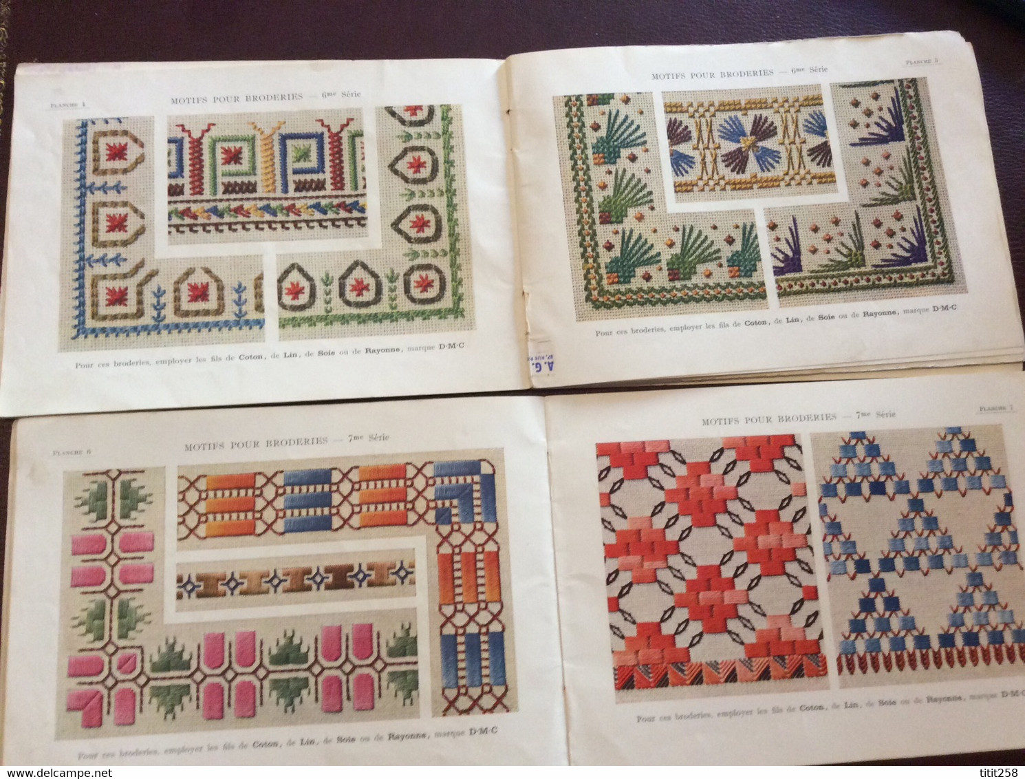 Lot Motifs Pour Broderies 6 / 7 Eme  Série  . DMC . Cachet Dalat Indochine - Cross Stitch