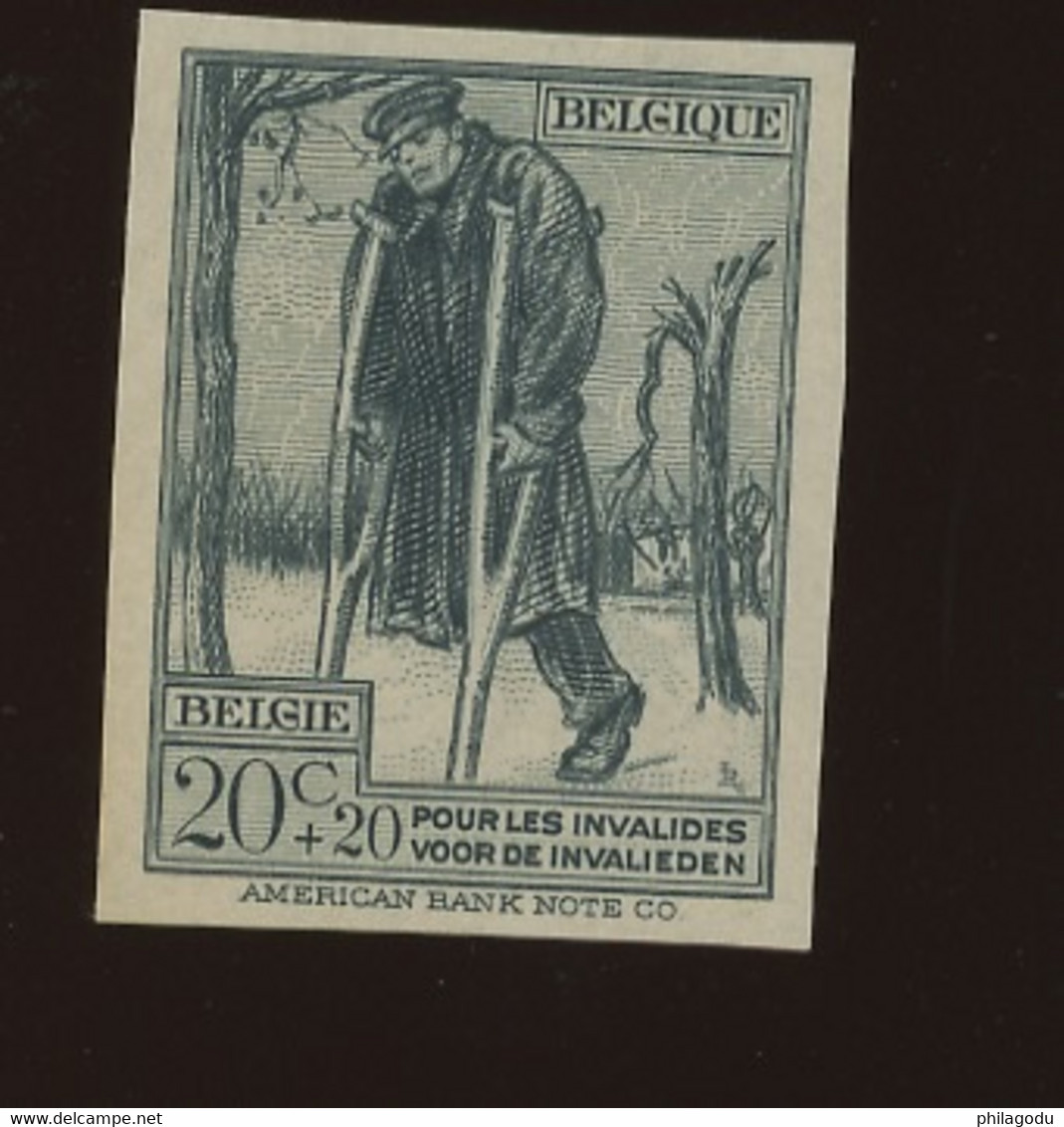 1923. Invalides De Guerre. 220. ND. Ongetand. Tirage 200  Ex **.   +++ RARE +++. Heel Klein Plakkertje - 1911-1930