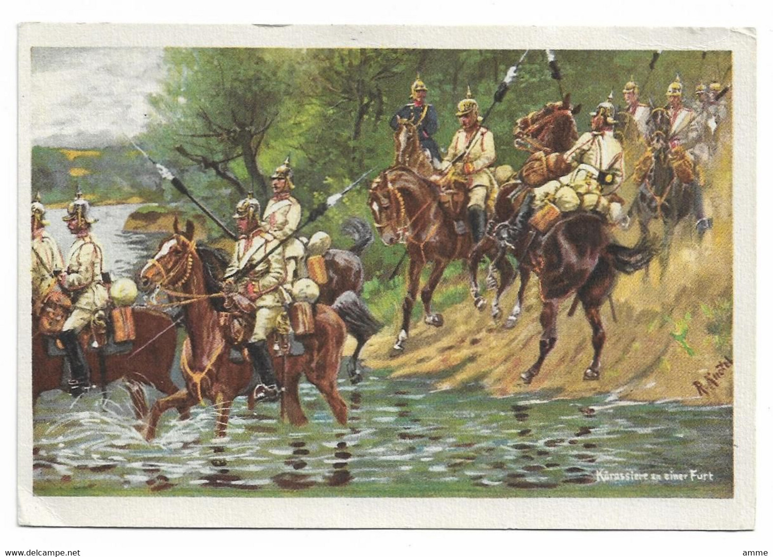 Vintage Postcard  *  R. Knoetel -  Kürassiere An Einer Furt (CPM)  (Militair - Oorlog - Guerre) - Knötel, R.