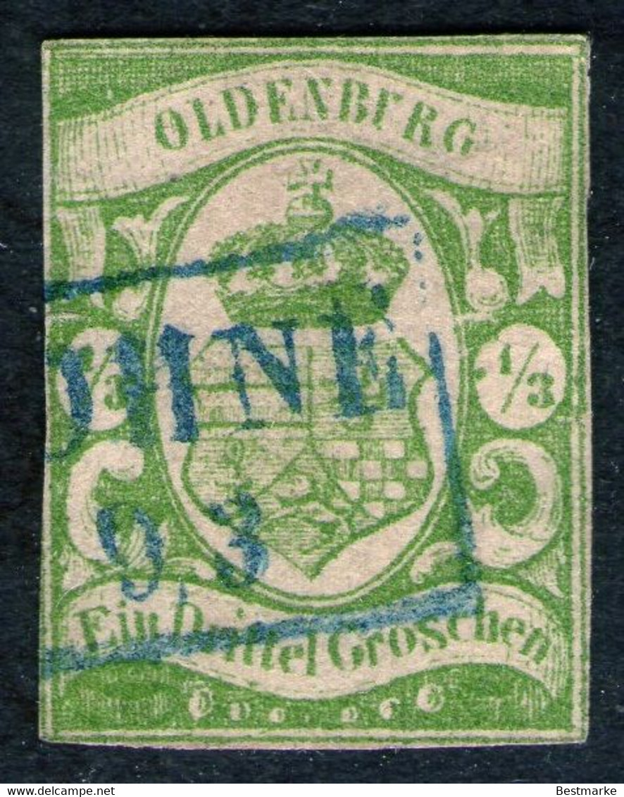 LOHNE 9/3 Auf 1/3 Silbgr. Gelbgrün - Oldenburg Nr. 10 B Mit Abart/DZ - Pracht - Oldenbourg