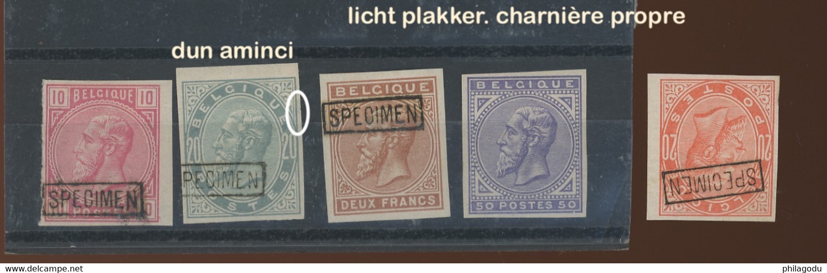 38/41. SPECIMEN Met Zen 20c Orage.  Avec Un D'une Couleur Spéciale  * Met Plakkertje + Charnière Propre - 1865-1910