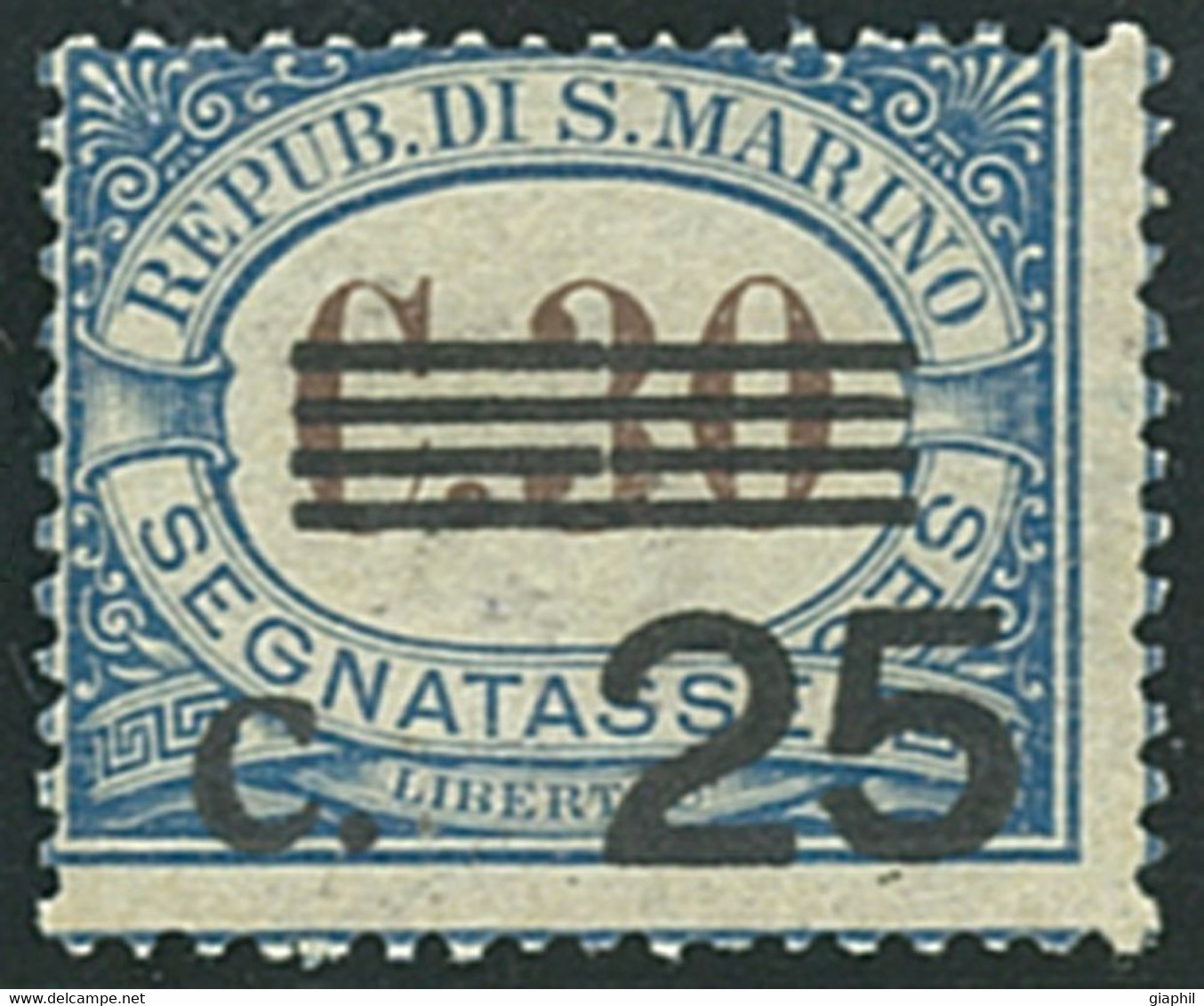 SAN MARINO 1938 SEGNATASSE 25 CENT. (Sass. 48) NUOVO INTEGRO ** OFFERTA! - Postage Due