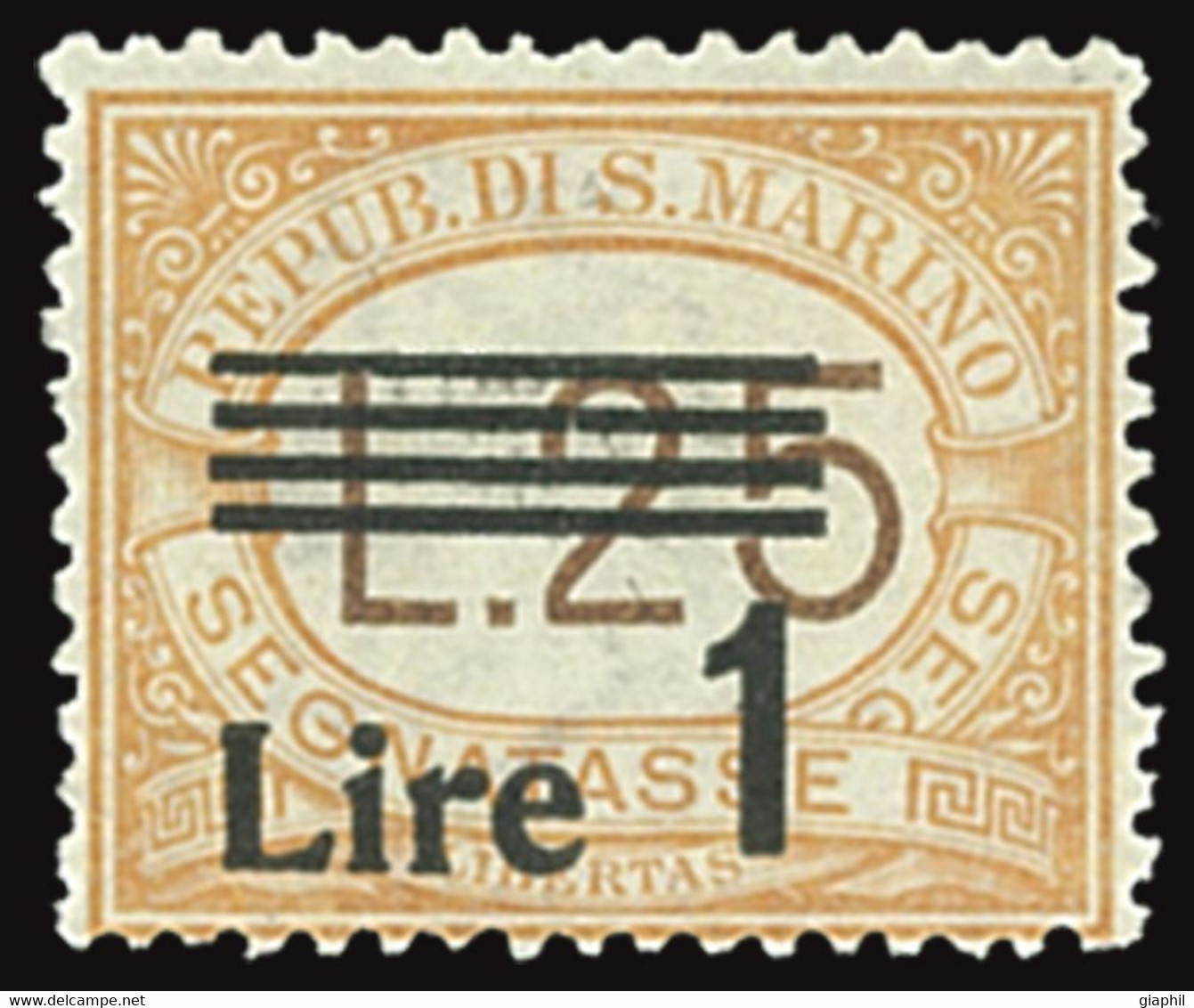 SAN MARINO 1939 SEGNATASSE 1 LIRA (Sass. 52) F.TO AD NUOVO INTEGRO ** OFFERTA! - Impuestos