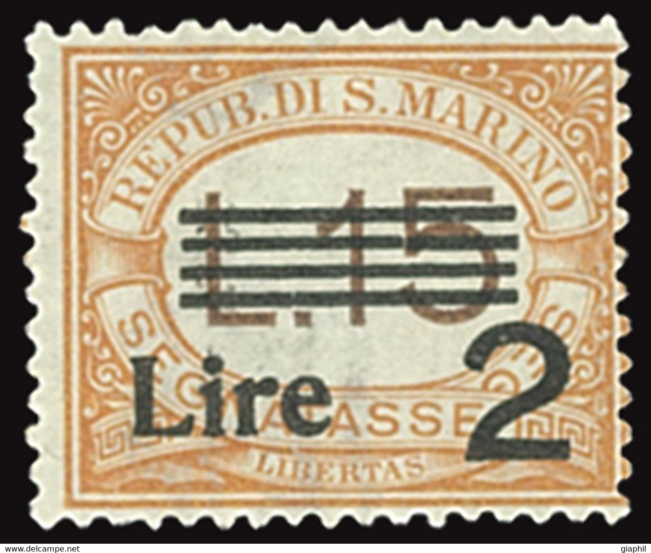 SAN MARINO 1939 SEGNATASSE 2 LIRE (Sass. 53) NUOVO INTEGRO ** OFFERTA! - Strafport