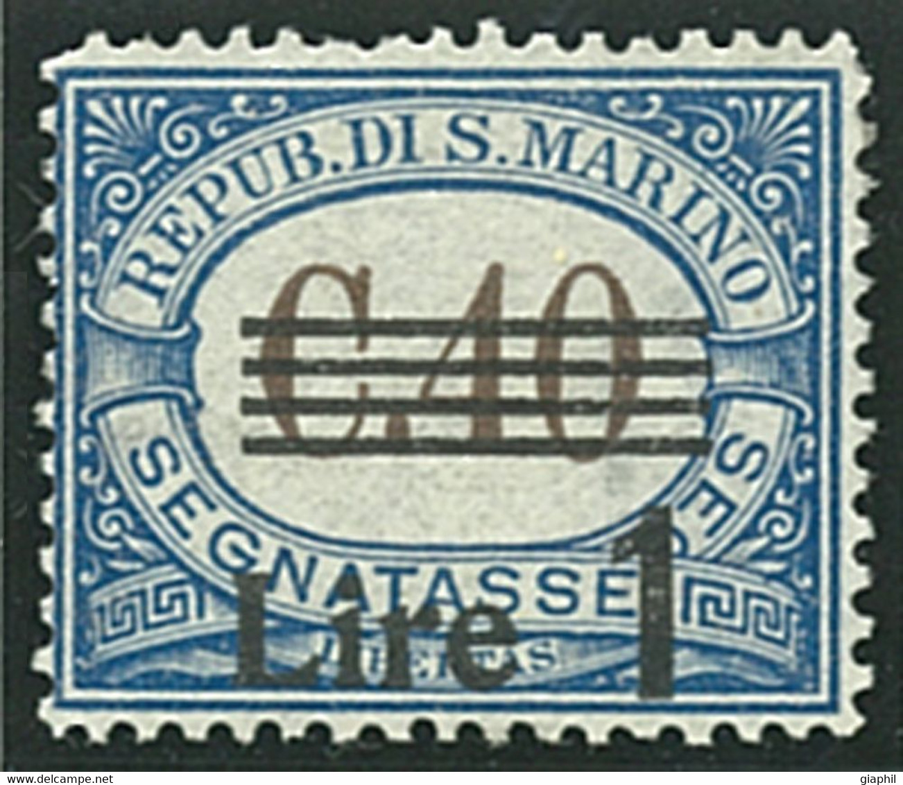 SAN MARINO 1940 SEGNATASSE 1 LIRA (Sass. 62) NUOVO INTEGRO ** OFFERTA! - Postage Due