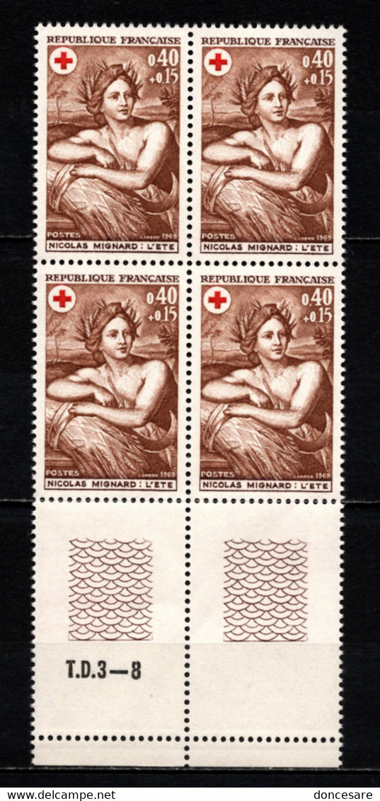 FRANCE 1969 - BLOC DE 4 TP Y.T. N° 1619 - NEUFS** - Unused Stamps