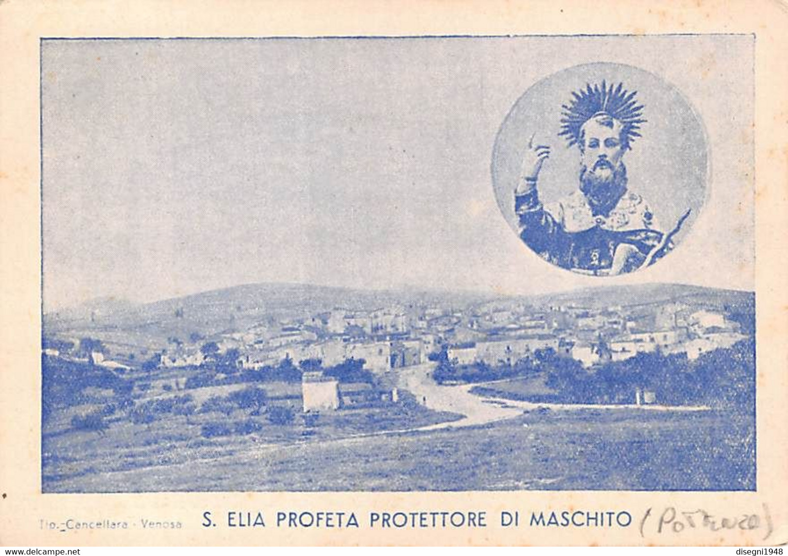 011730 "S. ELIA PROFETA PROTETTORE DI MASCHITO (PZ)" VOLANTINO ORIG. FESTIVITA' DI S. ELIA 1950 - Andere & Zonder Classificatie