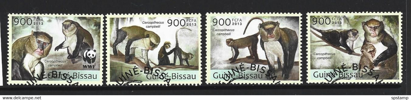 Guinea Bissau 2013 WWF Monkey Set Of 4 FU - Used Stamps