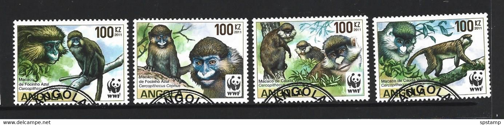 Angola 2011 WWF Monkeys Set Of 4 FU - Gebraucht