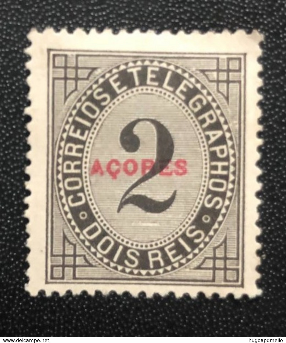 Portugal, AZORES, *Hinged, Unused Stamp, Without Gum « Taxa De Telegramas », Red Overprint, 2 R., 1885 - Ongebruikt