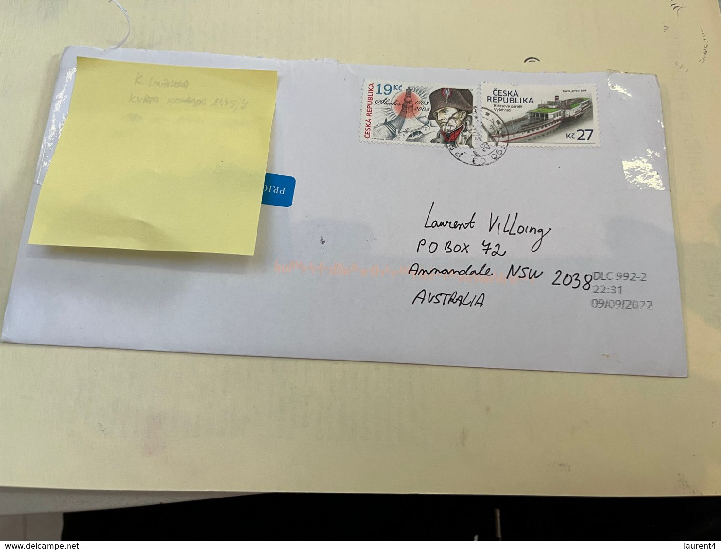 (1 L 7) Letter Posted From Czech Republic To Australia (during COVID-19 Pandemic Crisis) Napoléon & Ship Stamps - Cartas & Documentos