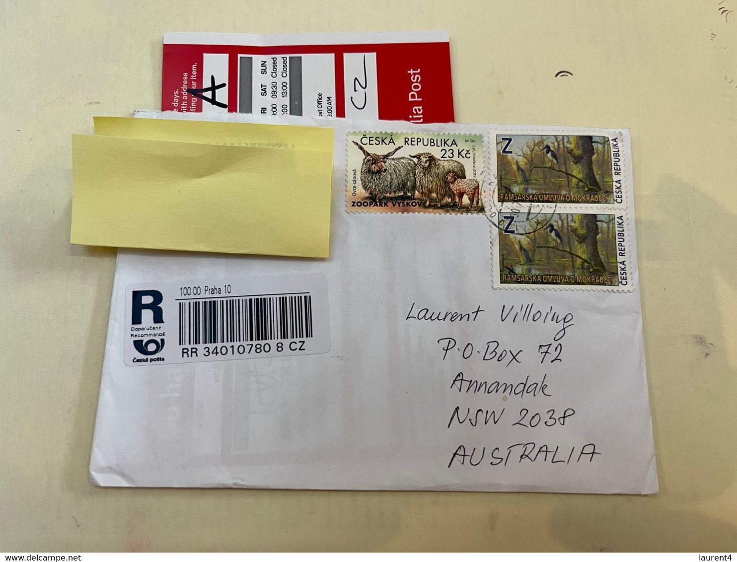 (1 L 7) Registered Letter Posted From Czech Rep. To Australia (during COVID-19 Pandemic Crisis) 3 Stamps - Covers & Documents