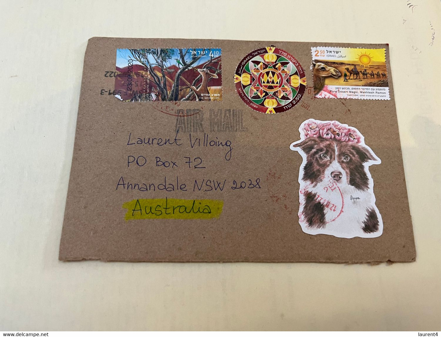 (1 L 7) Letter Posted From Israel To Australia (during COVID-19 Pandemic Crisis) 3 Stamps - Storia Postale