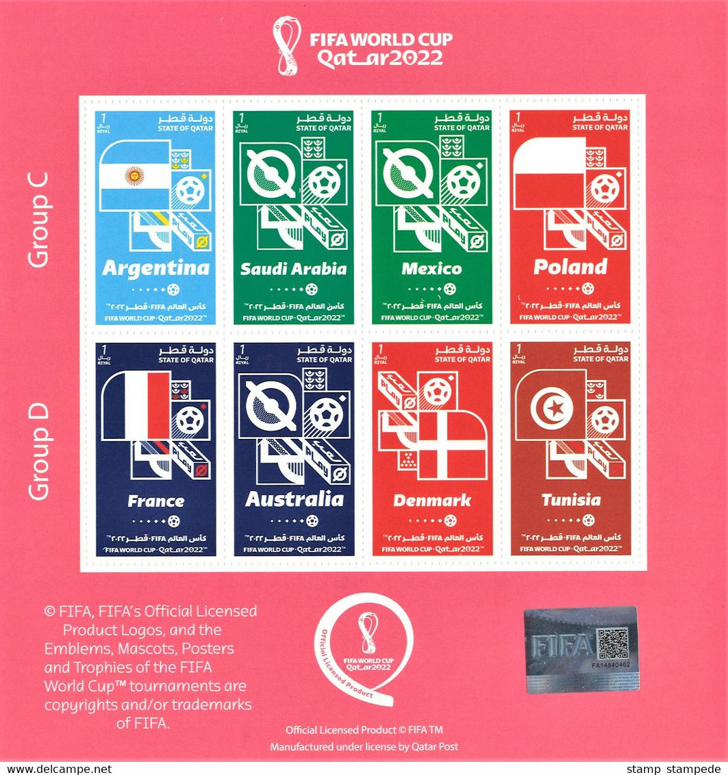 Country Groups Of 2022 FIFA World Cup Soccer Football - Set Of 4 Official Limited Miniature Stamp Sheets From Qatar ** - 2022 – Qatar