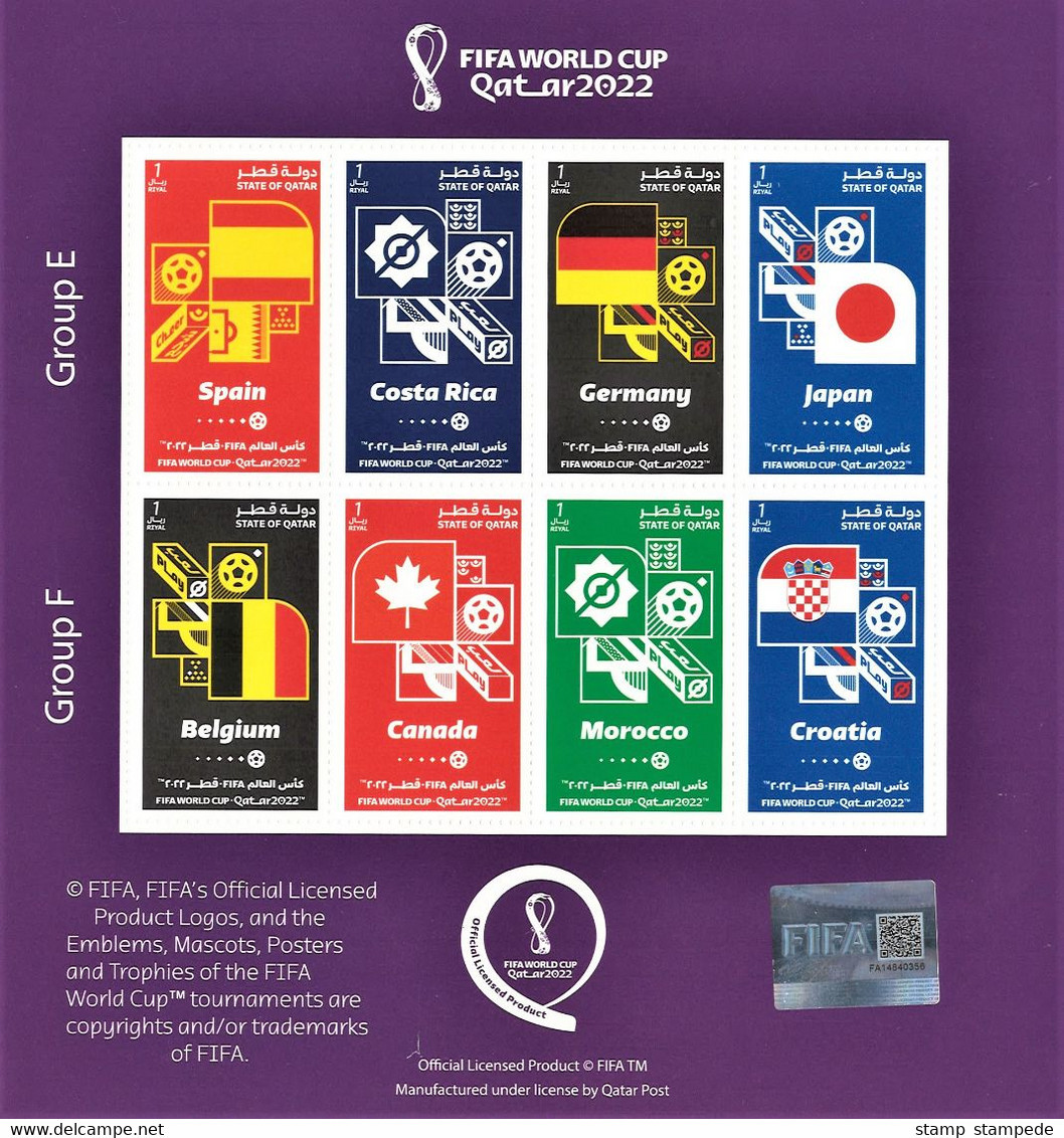 Country Groups Of 2022 FIFA World Cup Soccer Football - Set Of 4 Official Limited Miniature Stamp Sheets From Qatar ** - 2022 – Qatar