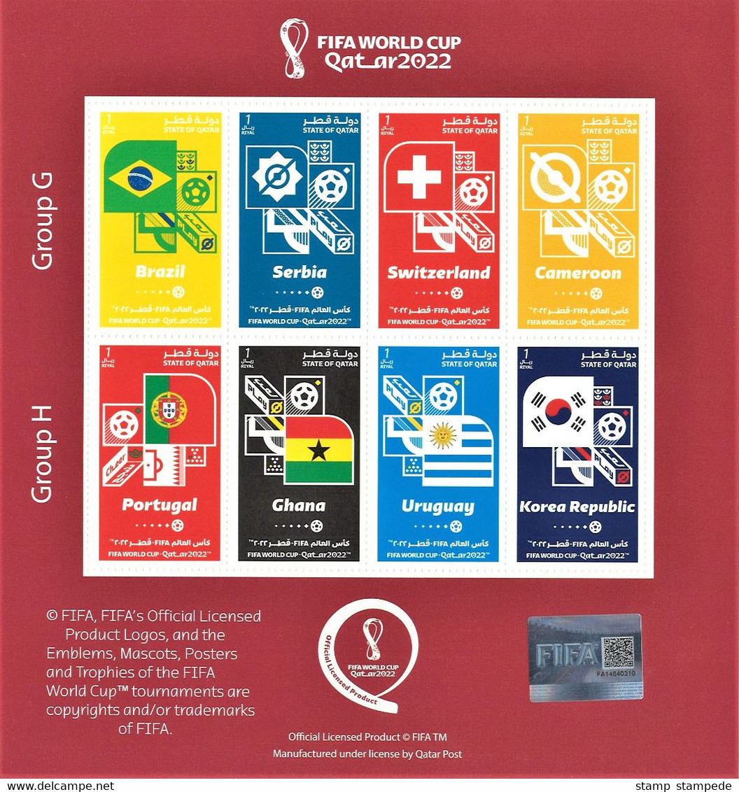 Country Groups Of 2022 FIFA World Cup Soccer Football - Set Of 4 Official Limited Miniature Stamp Sheets From Qatar ** - 2022 – Qatar