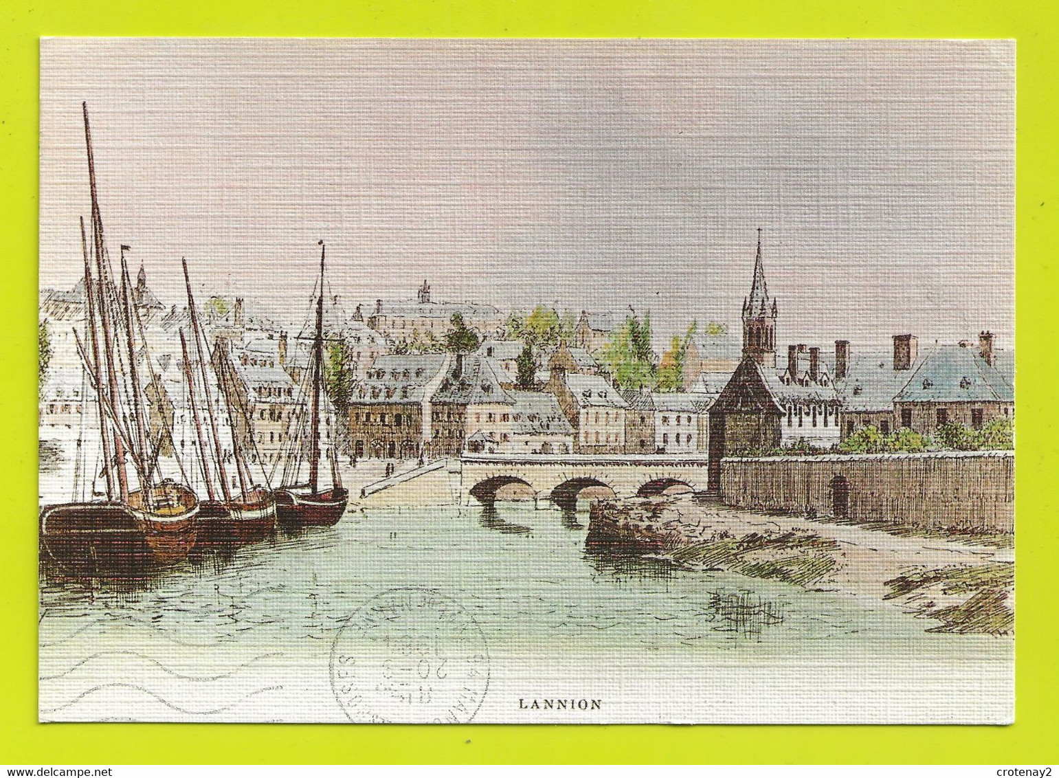 22 LANNION N°36 Lithographie Bretagne Ancienne Postée De Perros Guirec En 1984 Illustrateur ? - Lannion