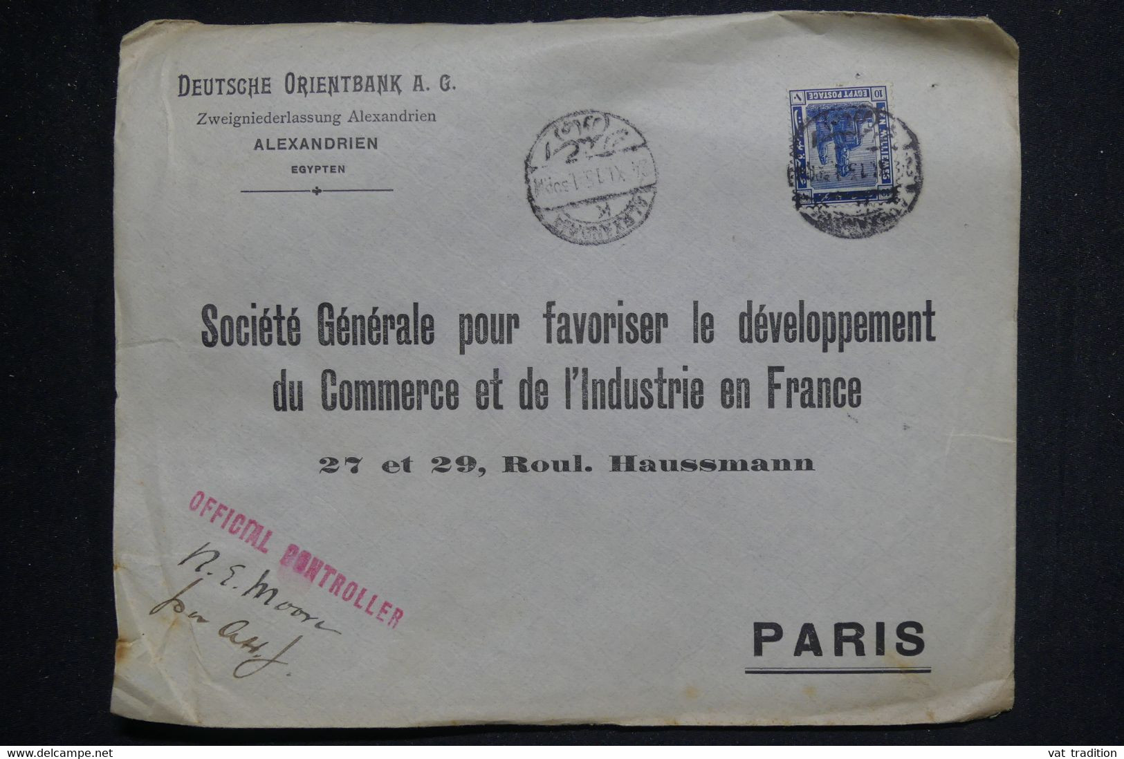 EGYPTE - Enveloppe Commerciale De Alexandrie Pour Paris En 1915  - L 131696 - 1915-1921 Protectorat Britannique