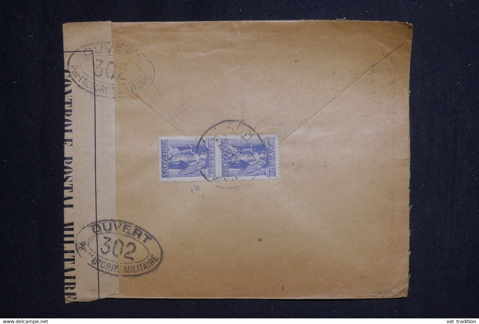 GRECE - Enveloppe Commerciale En Recommandé De Athènes Pour Paris Avec Contrôle Postal,affranchissement Au Dos- L 131698 - Cartas & Documentos