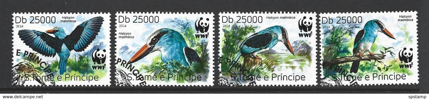 Sao Tome & Principe 2014 WWF Bird Kingfisher Set Of 4 FU - Usados