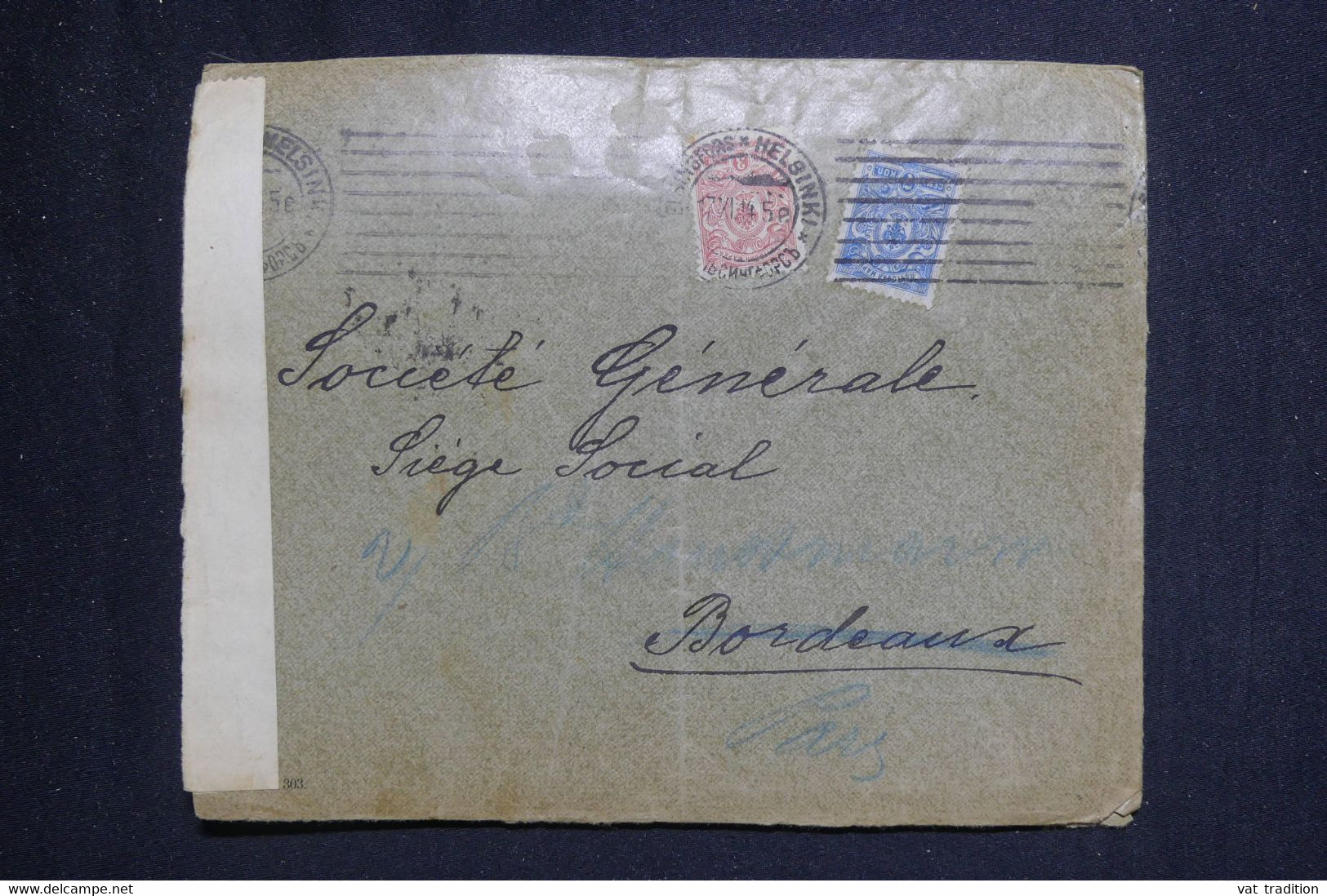 FINLANDE / RUSSIE - Enveloppe Commerciale De Helsinki Pour La France En 1914 Avec Contrôle Postal  - L 131711 - Briefe U. Dokumente