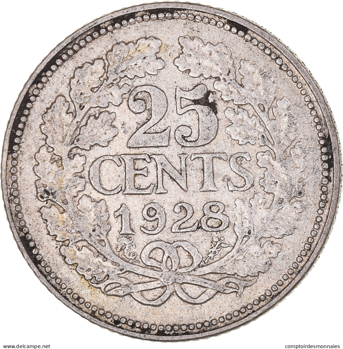 Monnaie, Pays-Bas, Wilhelmina I, 25 Cents, 1928, Utrecht, TB+, Argent, KM:164 - 25 Centavos