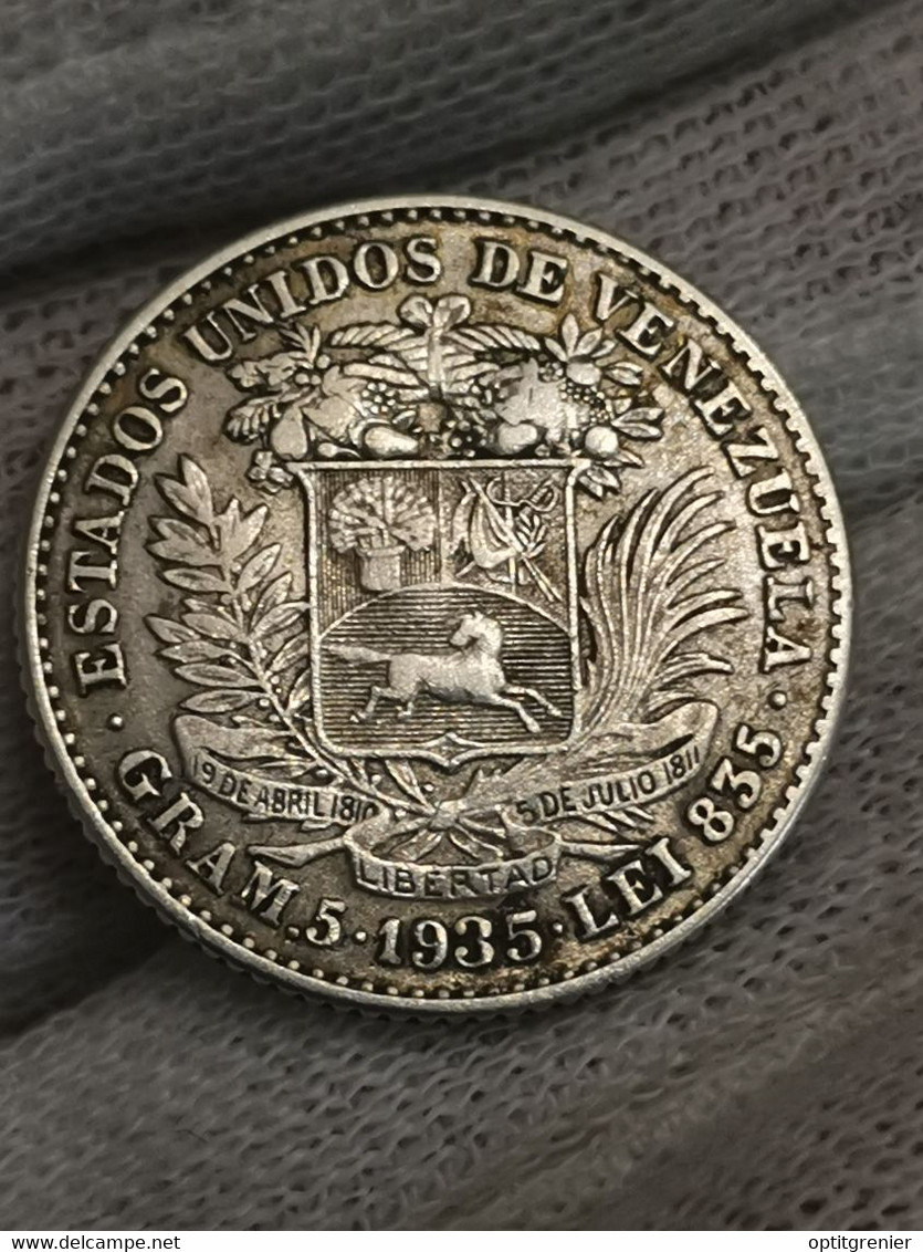 1 BOLIVAR 1935 VENEZUELA  ARGENT /  SILVER - Venezuela
