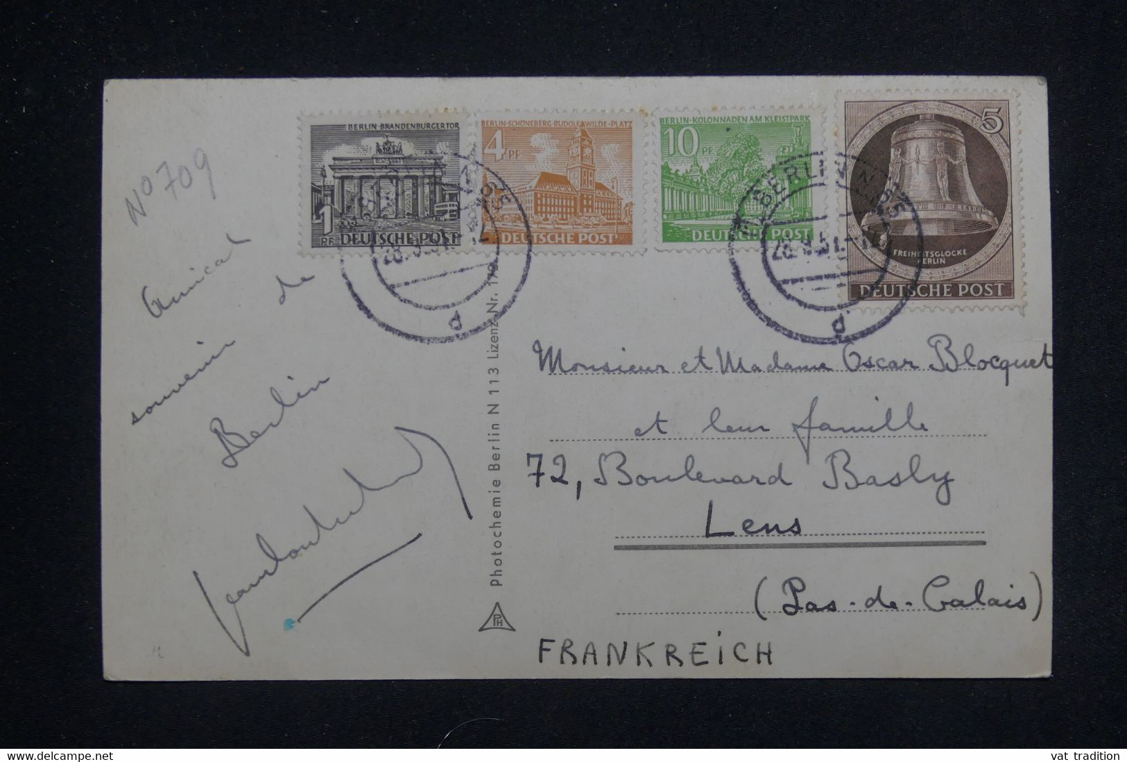 ALLEMAGNE - Affranchissement Varié De Berlin Sur Carte Postale En 1951 Pour La France - L 131731 - Storia Postale