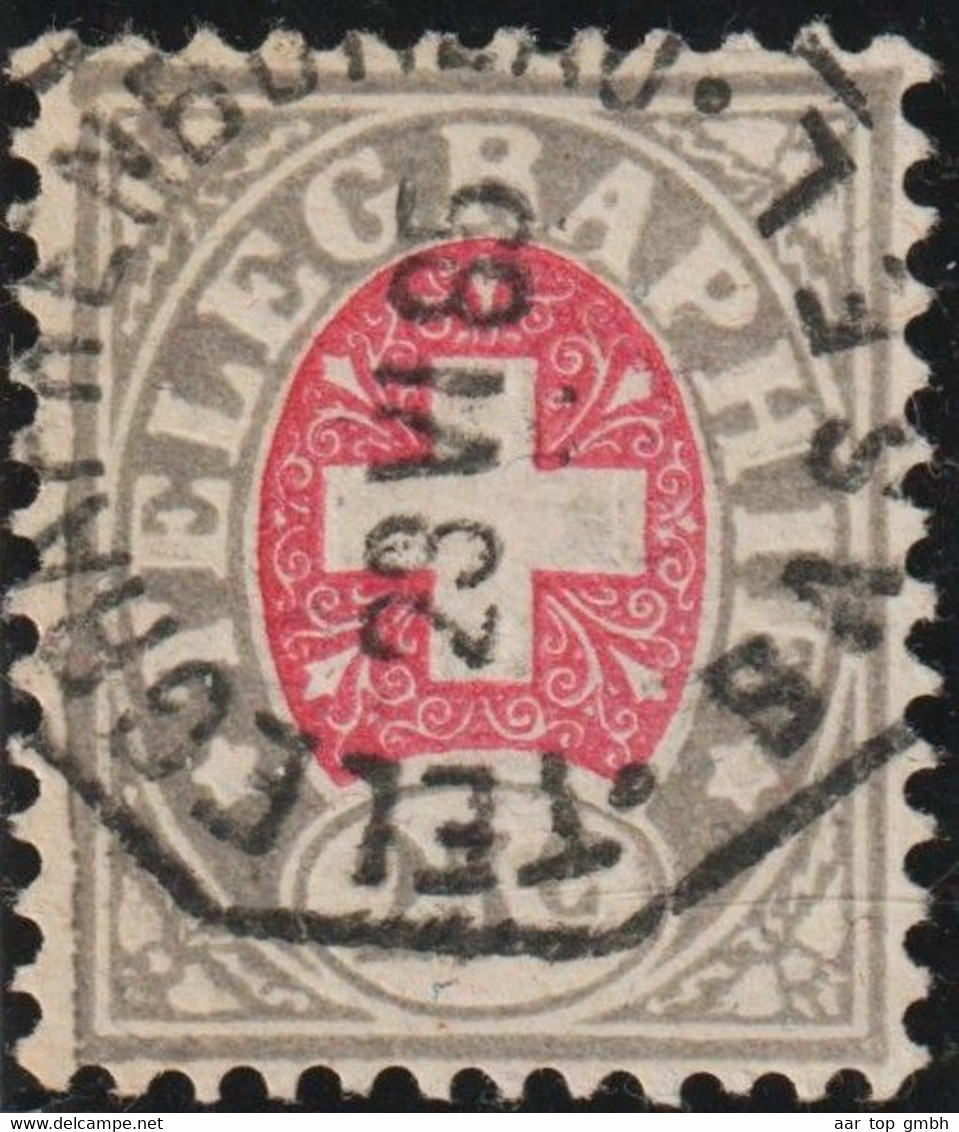 Heimat BS Basel 1885-06-23 Telegaphenstempel Auf Telegraphen-Marke 25 Rp. Zu#15 - Telegraph